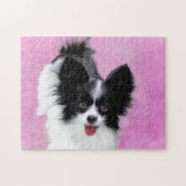 Papillon (wit en zwart) schilderen - Dog Art Legpuzzel (Horizontaal)
