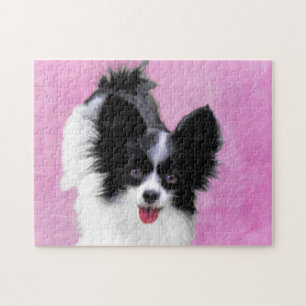 Papillon (wit en zwart) schilderen - Dog Art Legpuzzel