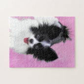 Papillon (wit en zwart) schilderen - Dog Art Legpuzzel (Horizontaal)