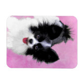 Papillon (wit en zwart) schilderen - Dog Art Magneet (Horizontaal)