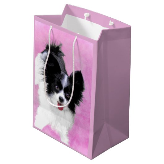 Papillon (wit en zwart) schilderen - Dog Art Medium Cadeauzakje (Achterkant Gekanteld)