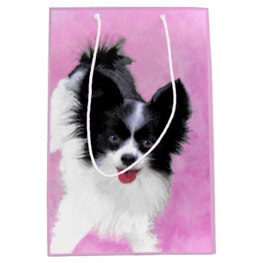 Papillon (wit en zwart) schilderen - Dog Art Medium Cadeauzakje (Voorkant)