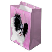 Papillon (wit en zwart) schilderen - Dog Art Medium Cadeauzakje (Voorkant Gekanteld)