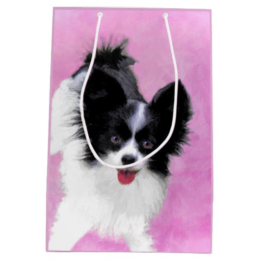 Papillon (wit en zwart) schilderen - Dog Art Medium Cadeauzakje (Achterkant)