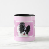 Papillon (wit en zwart) schilderen - Dog Art Mok (Midden)