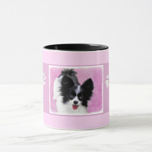Papillon (wit en zwart) schilderen - Dog Art Mok (Midden)