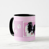 Papillon (wit en zwart) schilderen - Dog Art Mok (Voorkant links)