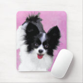 Papillon (wit en zwart) schilderen - Dog Art Muismat (Met muis)