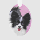 Papillon (wit en zwart) schilderen - Dog Art Ornament (voorkant)
