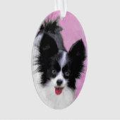 Papillon (wit en zwart) schilderen - Dog Art Ornament (voorkant)