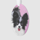 Papillon (wit en zwart) schilderen - Dog Art Ornament (voorkant)