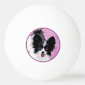 Papillon (wit en zwart) schilderen - Dog Art Pingpongbal (Achterkant)