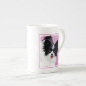 Papillon (wit en zwart) schilderen - Dog Art Porselein Kop (Voorkant rechts)