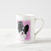 Papillon (wit en zwart) schilderen - Dog Art Porselein Kop (Rechts)
