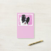 Papillon (wit en zwart) schilderen - Dog Art Post-it® Notes (Op bureau)