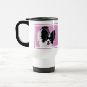 Papillon (wit en zwart) schilderen - Dog Art Reisbeker
