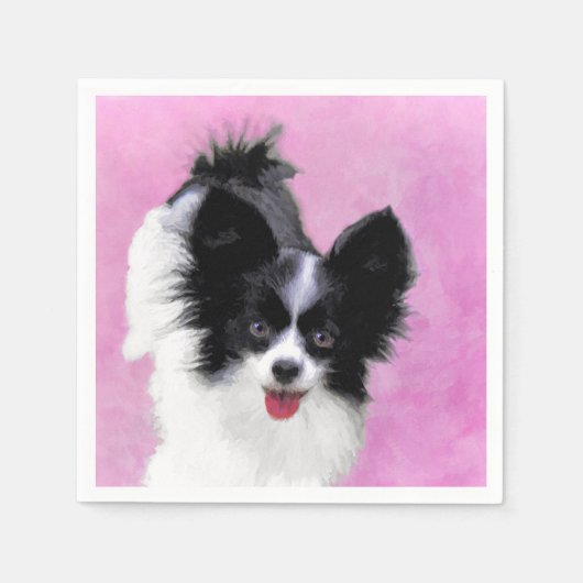 Papillon (wit en zwart) schilderen - Dog Art Servet (Voorkant)