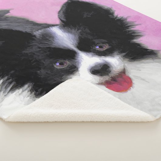 Papillon (wit en zwart) schilderen - Dog Art Sherpa Deken (3/4)