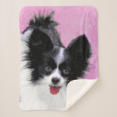 Papillon (wit en zwart) schilderen - Dog Art Sherpa Deken (Voorkant)