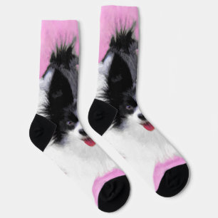 Papillon (wit en zwart) schilderen - Dog Art Sokken