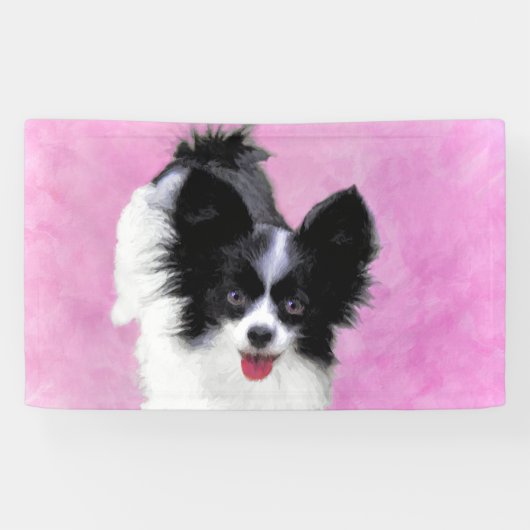 Papillon (wit en zwart) schilderen - Dog Art Spandoek (Horizontaal)