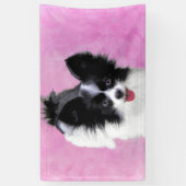 Papillon (wit en zwart) schilderen - Dog Art Spandoek (Verticaal)