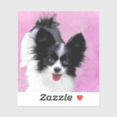 Papillon (wit en zwart) schilderen - Dog Art Sticker (Vel)