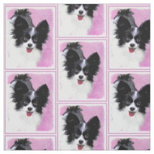 Papillon (wit en zwart) schilderen - Dog Art Stof