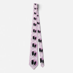 Papillon (wit en zwart) schilderen - Dog Art Stropdas