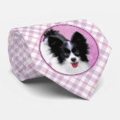 Papillon (wit en zwart) schilderen - Dog Art Stropdas (Opgerold)