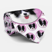Papillon (wit en zwart) schilderen - Dog Art Stropdas (Opgerold)