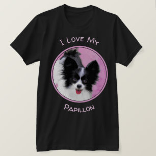 Papillon (wit en zwart) schilderen - Dog Art T-shirt