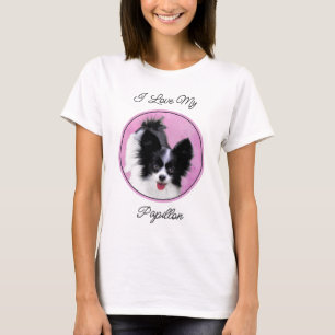 Papillon (wit en zwart) schilderen - Dog Art T-shirt
