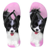Papillon (wit en zwart) schilderen - Dog Art Teenslippers (Voetbed)
