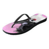 Papillon (wit en zwart) schilderen - Dog Art Teenslippers (Schuin)