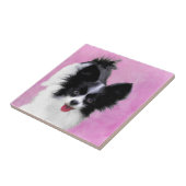 Papillon (wit en zwart) schilderen - Dog Art Tegeltje (Zijkant)
