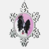 Papillon (wit en zwart) schilderen - Dog Art Tin Sneeuwvlok Ornament (Rechts)