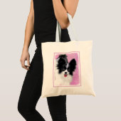 Papillon (wit en zwart) schilderen - Dog Art Tote Bag (Voorkant (product))