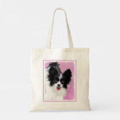 Papillon (wit en zwart) schilderen - Dog Art Tote Bag (Achterkant)