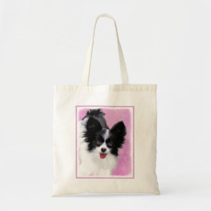 Papillon (wit en zwart) schilderen - Dog Art Tote Bag