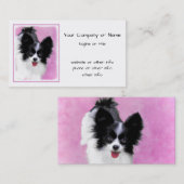 Papillon (wit en zwart) schilderen - Dog Art Visitekaartje (Voorkant / Achterkant)