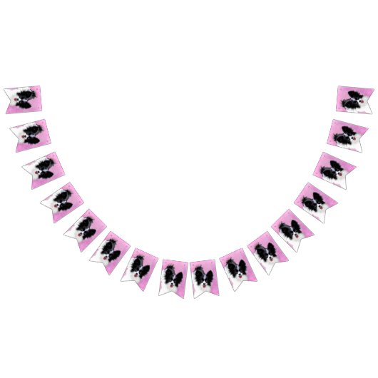 Papillon (wit en zwart) schilderen - Dog Art Vlaggetjes (Alle)