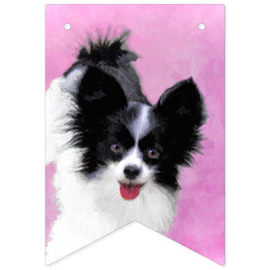 Papillon (wit en zwart) schilderen - Dog Art Vlaggetjes (Eerste vlag)