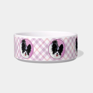 Papillon (wit en zwart) schilderen - Dog Art Voerbakje