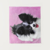 Papillon (wit en zwart) schilderen - Dog Art Wandkleed (Voorkant)
