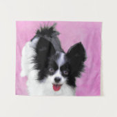 Papillon (wit en zwart) schilderen - Dog Art Wandkleed (Voorkant (horizontaal))