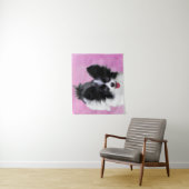 Papillon (wit en zwart) schilderen - Dog Art Wandkleed (In situ)