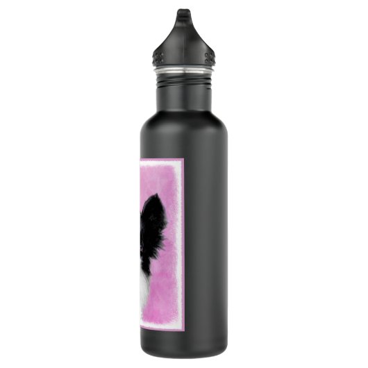 Papillon (wit en zwart) schilderen - Dog Art Waterfles (Rechts)