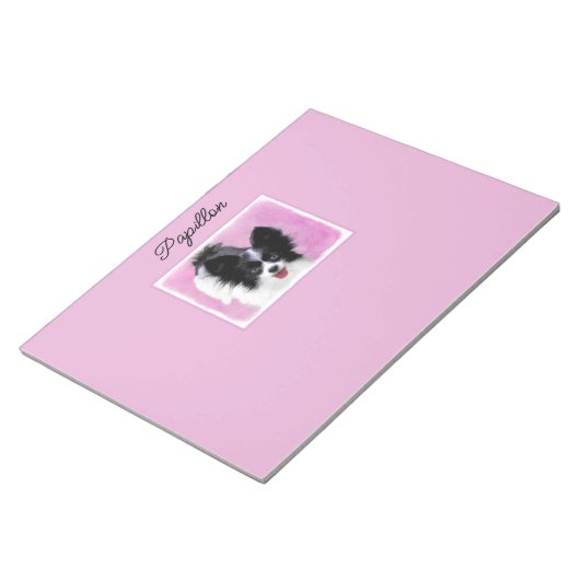 Papillon (wit en zwart) schilderen - gedenkteken notitieblok (Schuin)