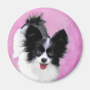 Papillon (Wit en Zwart) Schilderij - Hond Kunst Magneet